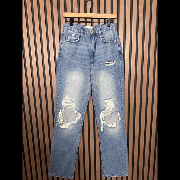 New Triarchy Jeans 28 x Long Womens Blue Slim Fit Distressed Denim - Picture 1 of 12